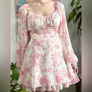 Pink Fairycore princess ruffle mini dress